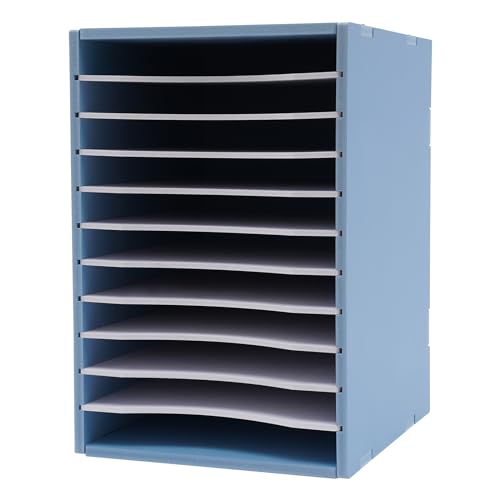 MhdunueSK Mail Organizer Countertop, 11 Compartments Literature Organizer, Student Mailboxes for Classroom, Mail Sorter for Office (Blue)