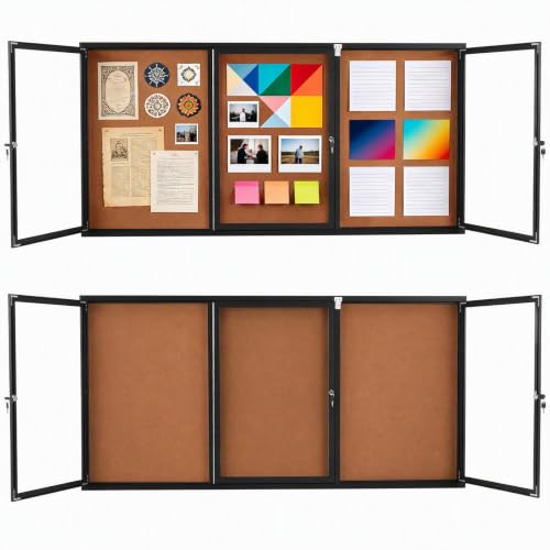 Outdoor Bulletin Board with Locking Door - Weatherproof Enclosed Display