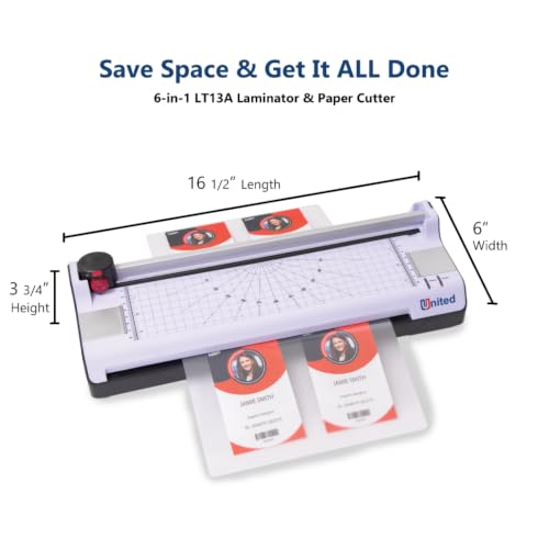United Office Products LT13A 6-in-1 Thermal & Cold Laminator with Paper Trimmer and Corner Rounder, 13" Laminating Width, Laminating Machine for Home, Office & School