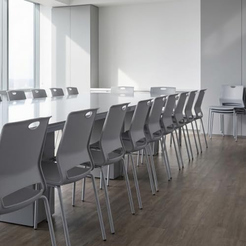 Sidanli 12 Pack Stackable Chairs, Waterproof One-Piece Molded Seat, Gray