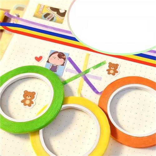 Whiteboard Tape 20roll Thin Pinstripe Dry Erase for Board Tape Lines- Multicolor Whiteboard Chart Grid for Organizati