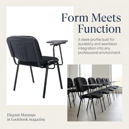 HNY Black Tablet Arm Chairs Set of 10, Mesh Office Waiting Room Guest Nesting Stacking Chairs, Reception Chairs with Flip-Up Table Conference Chairs for School Classroom Training Meeting Room