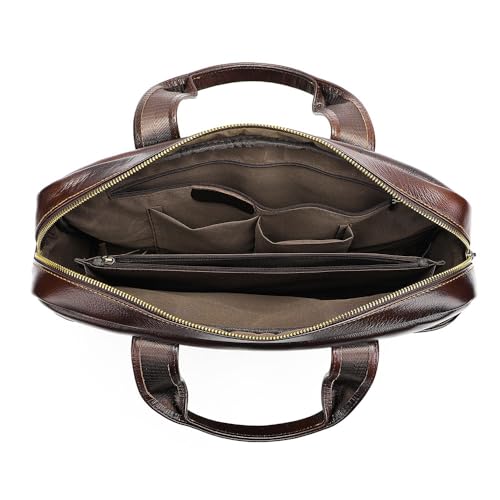 viatra Genuine Leather Briefcase for Men and Women, Dark Coffee