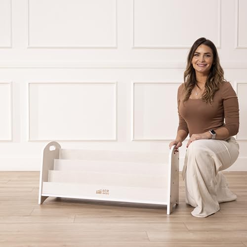 ECR4Kids 3-Shelf Floor Book Display with Handles, 36in, Childrens Furniture, White Wash