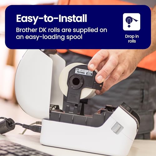 Brother Genuine DK-120324PK Die-Cut File Folder Labels, 0.66" x 3.4", Long Lasting Reliability, 300 Labels Per Roll, 24 Rolls per Box, White (DK120324PK), for use with select Brother QL Label Printers