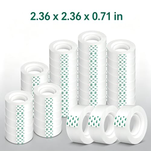96 Rolls Clear Tape,Strong Sticky Transparent Tape Refills for