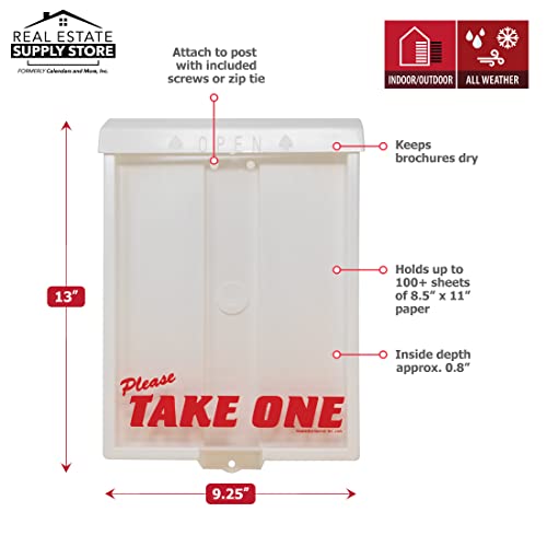Mediz Outdoor Real Estate Brochure Flyer Box with Snap Shut Lid, Take One Document Holder, 100 - 8.5 x 11 Documents, Flyers, Literature, Notice and Other Outdoor Marketing Needs