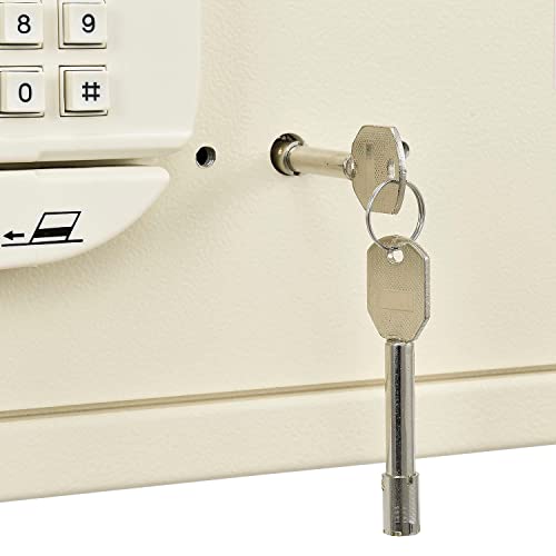 Global Industrial Hotel Safe Electronic Lock w/Card Slot, Keyed Differently, Off White, 15"Wx10"Dx7"H
