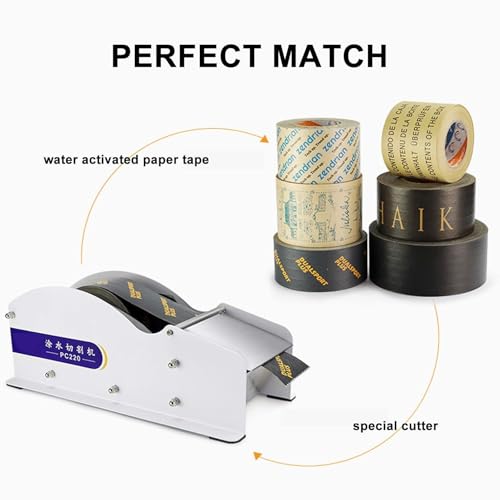 YQDDM Water Activated Tape Dispenser,Width-Adjustable Packing Tape Dispenser, Kraft Paper Packaging Tape Dispenser,with Stainless Steel Blade