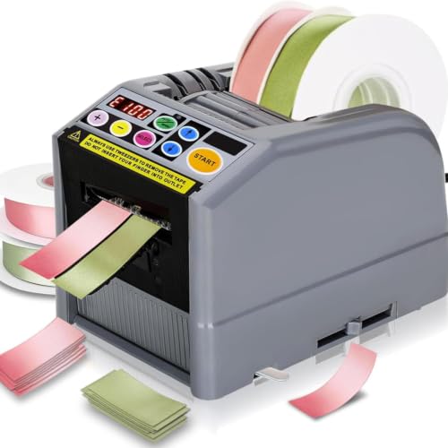 Electric Adjustable Tape Cutting Machine, Auto Manual Dual Mode Tape Dispenser, 5-999mm Length 6-60mm Width, Fits Adhesive Tape, Foil & Protective Film for Factory and Office Packing