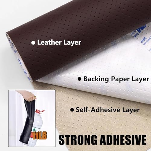 Fabric Adhesives Self-Adhesive Perforated Leather Repair Patch, Lychee-Textured Leather Repair Kit for Sofa, Car Seat, and Office Chair(Black,39.37x47.25in)