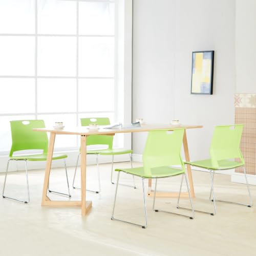 Sidanli Stacking Chairs for Business, Modern Dining Chairs for Home-Green (Set of 4)