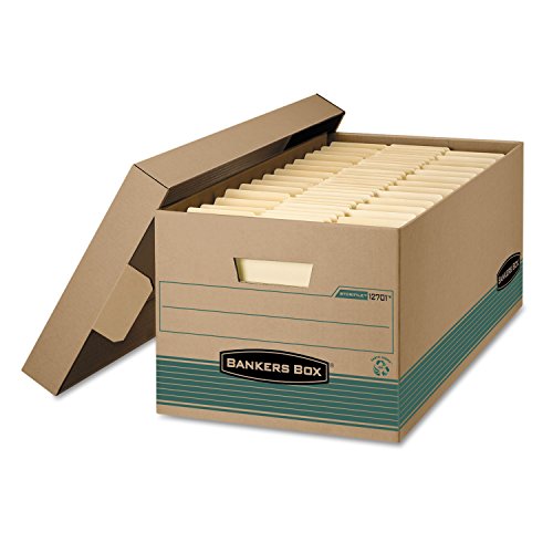 Bankers Box 1270101 Stor/File Boxes,LTR, w/Lid,650 lb,12-Inch x24-Inch x10-Inch, 12/CT,KFT/GN