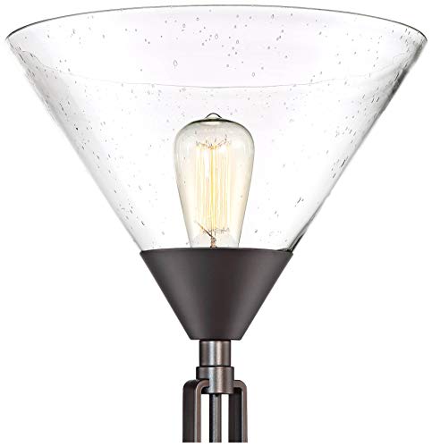 Warwick 71 1/2" Tall Tiger Bronze and Seeded Glass Torchiere Floor Lamp