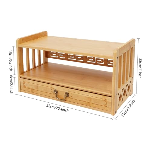 Bamboo Storage Table 3 Tier With Drawer For Spiritual (Wood Color)
