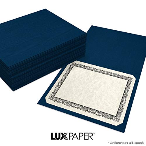 LUXPaper 9.5" x 12" Certificate Holders | Nautical Blue Linen | 100lb. Cover | 250 Qty