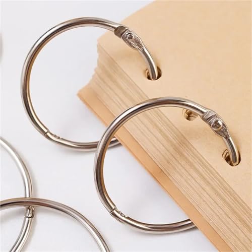 Binder Rings 100Pcs Metal Loose Leaf Binder Ring Book Hoops 38mm 50mm DIY Albums School Craft Binding Office Supplies(50mm)