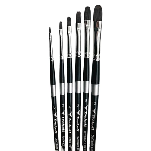 Trekell Onyx Synthetic Squirrel Short Handle Artist Brushes for Watercolor Painting Filbert - 8021 Series / 0-10