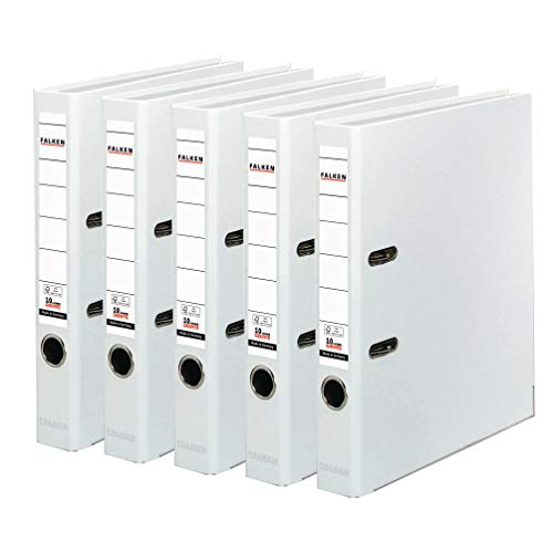 Falken Coloured Polypropylene Plastic Binder, Pack of 3 or 5 5er Pack Schmal White