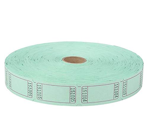 Blank Single Ticket Roll Green, Case of 20