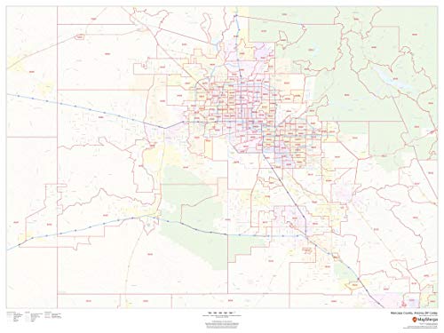 Maricopa County, Arizona Zip Codes - 48" x 36" Laminated Wall Map