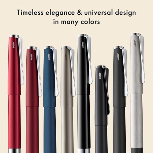 Lamy studio royalred - Fountain Pen in elegant metal body - steel nib, partially platinum-plated & in nib size F - incl T 10 blue ink cartridge