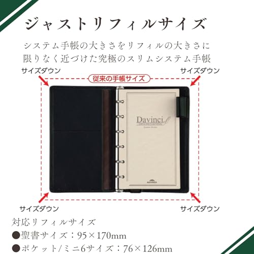 Raymei Fujii JDP3009M Personal Organizer, Da Vinci Standard Pocket, Green
