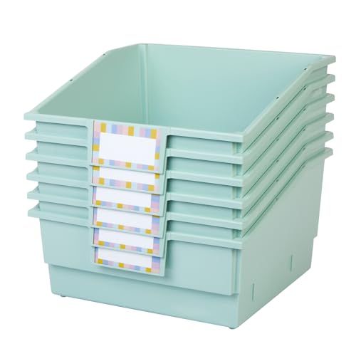 Really Good Stuff Picture Book Classroom Library Bins with Dividers, 6-Pack