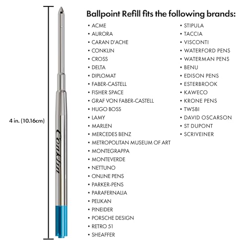 Conklin Soft Ink Ballpoint Refill, Blue (50 pcs tube)