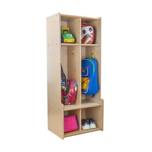 Contender 2-Section Coat Locker with Bench & Cubby Storage, Backpack Organizer, Coat Cubbies Storage for Kids & Toddlers, Ideal for Home, School, Office