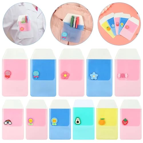 Gonehyu 2 Pack PVC Pen Pouch Pocket Protector Anti-Leak Nurse Pen Holder for Shirt Pocket