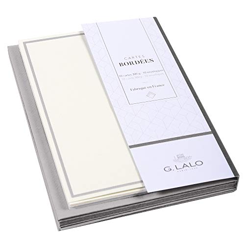 Clairefontaine - Ref 32628L - G.Lalo Correspondence Writing Set - Includes 10 x 10.7 x 15.2cm, 300gsm Cards + 10 x 11.4 x 16.2 Lined Gummed Envelopes - Mouse Grey