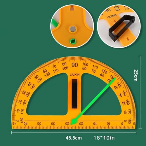 EliteBloom Magnetic Geometry Tool Set - Math Ruler, Protractor, and Triangle Ruler for Classroom Learning, Easily Mounts to Blackboard,3pc