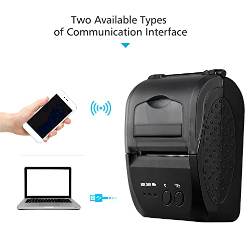 HBCDAAQ Portable Mini Direct Thermal Printer Thermal POS Receipt Printer with 2000mAh Battery USB/BT Mobile Printer