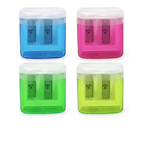 ZYQHMY 4pcs Pencil Sharpeners Small Manual Hole Pencil with Lid Sharpener Bulk Cute 4 Color for School Home