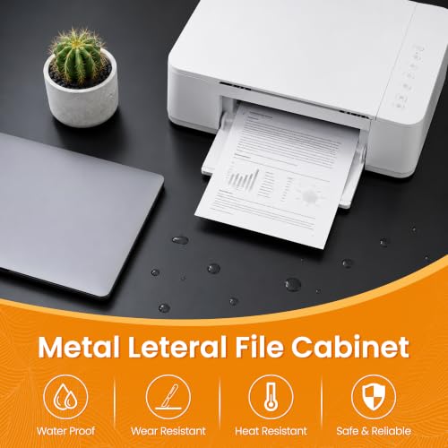 3 Drawer Lateral File Cabinet with Lock, Metal File Cabinets for Home Office, Office Furniture for Organization Hanging Legal/Letter/A4, Metal Filing Cabinet Storage Cabinet, Require Assembly, Black