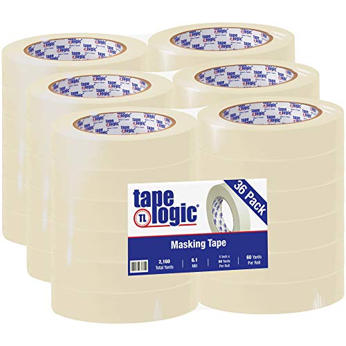 Tape Logic Aviditi 1 Inch x 60 Yards, Removable Easy Tear Masking Tape, Natural, (Pack of 36) - Great for Home, Office, Painting, Labeling, Arts and Crafts