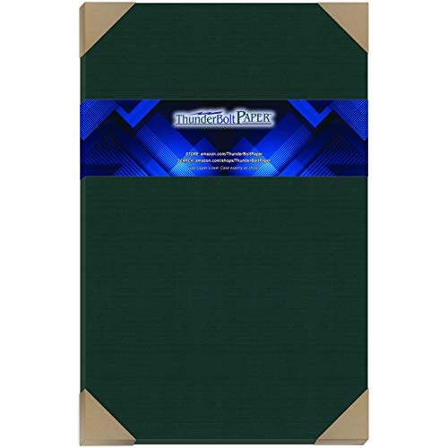 100 Dark Green Linen 80# Cover Paper Sheets - 11" X 17" (11X17 Inches) Tabloid|Ledger|Booklet Size - 80 lb/pound Card Weight - Fine Linen Textured Finish - Deep Dye Quality Cardstock