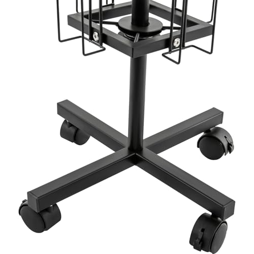 DDYOOK Rotating Greeting Card Rack, 24 Pocket 6 Tier Display Stand, 360 Rotating Floor Stand, Metal Postcard Holder, Black