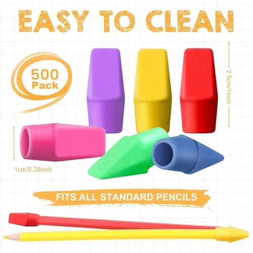 Pencil Top Eraser Caps Eraser Caps Pencil Eraser 500 Pcs Caps Pencil Erasers Chisel Shape Eraser Latex Free Toppers