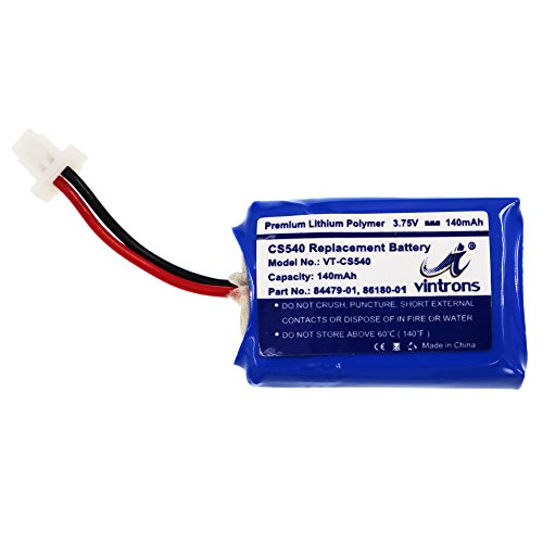 VINTRONS CS540, C054 Replacement 86180-01, 84479-01 Battery for Plantronics CS540 Wireless Headset, 86180-01, 84479-01, (Pack of 6)