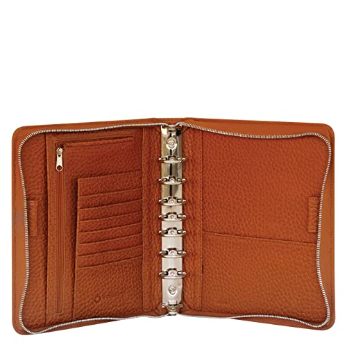 FranklinCovey - Alex Ring-Bound Binder for FranklinCovey Planners | Leather with Zipper Closure (Classic, Saddle)