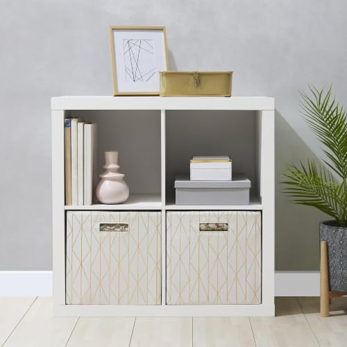 PEDXVNI Open-Back Cube Storage Organizer with MDF and Particle Board Construction, Multiple Finish Options, Versatile Display and Unit(WhiteTexture)