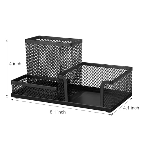 Comix 6 Packs Mesh Pen Holder, Desk Organizer for Home Office, Black