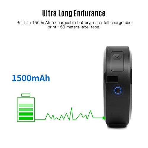 UIOLCFF Portable Label Maker Printer Thermal Transfer Manual Cutting 180dpi BT Connection with APP Multiple Languages
