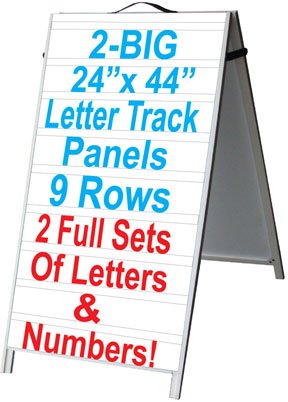 NEOPlex 24" x 48" Aluminum Sidewalk Sandwich Board A-frame Sign w/Letter Track Insert Panels and Full Letter Kit