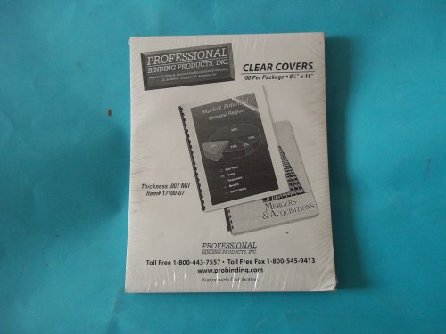 Professional Binding Covers Inc. # 17100-07 Clear Covers 100 Per Package 8 1/2" x 11" .007 Mil