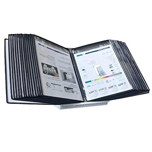 EliteBloom Desktop Reference Organizer - Catalog Display Rack Metal Wall Kit Holder 30 Double-Sided Panels Desktop/Wal,Black