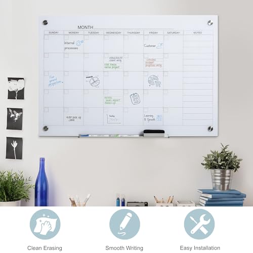ZAVEROX Glass Dry Erase Calendar Board