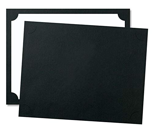 PaperDirect Certificate Folios, Black 80 lb Cover Stock, 9 1/2 x 12, Pack of 20, Certificate Cover for School, Work, Diplomas, Graduation & Awards, Certificate Holder